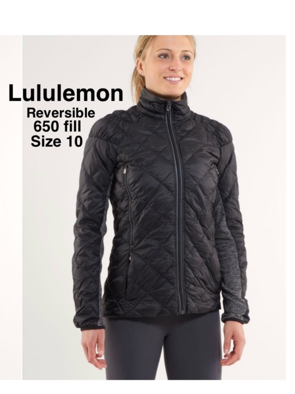 Lululemon Run:Turn Around Reversible 650 fill down/GreyJacket Size10âď¸âď¸âď¸âď¸